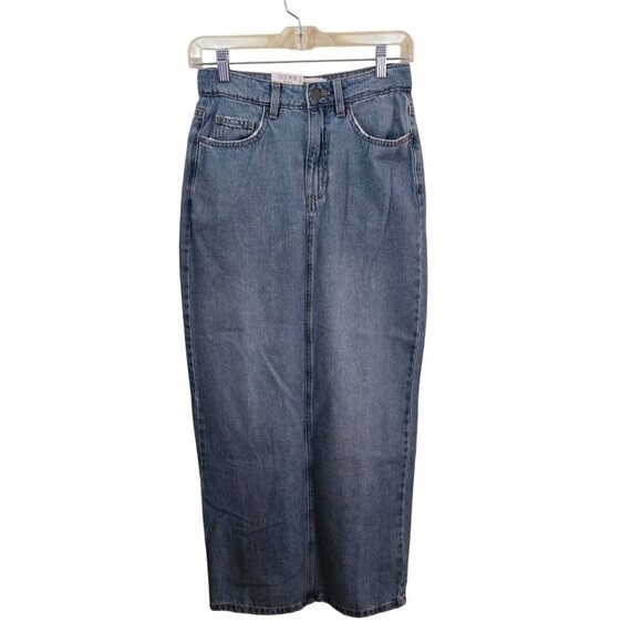 Cotton On NWT Blake Denim Maxi Skirt Trending Classic Closet Staple Size 2 - Picture 2 of 10